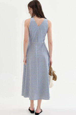 Plaid Twist V-Neck Dress
