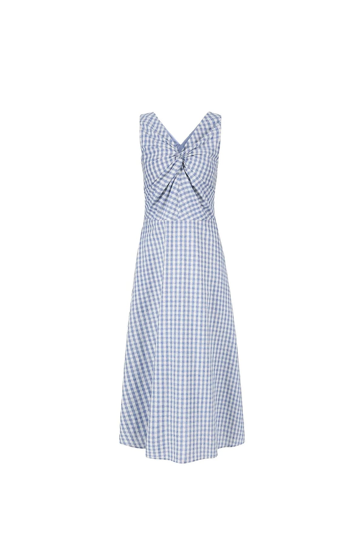 Plaid Twist V-Neck Dress