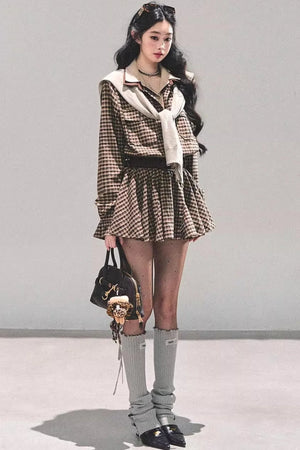 Plaid Two-Piece Winter Dress Set-Up