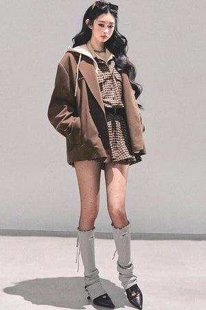 Plaid Two-Piece Winter Dress Set-Up