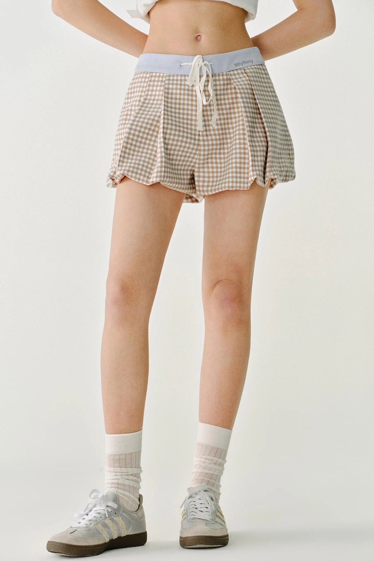 Plaid Versatile Contrasting A-Line Shorts