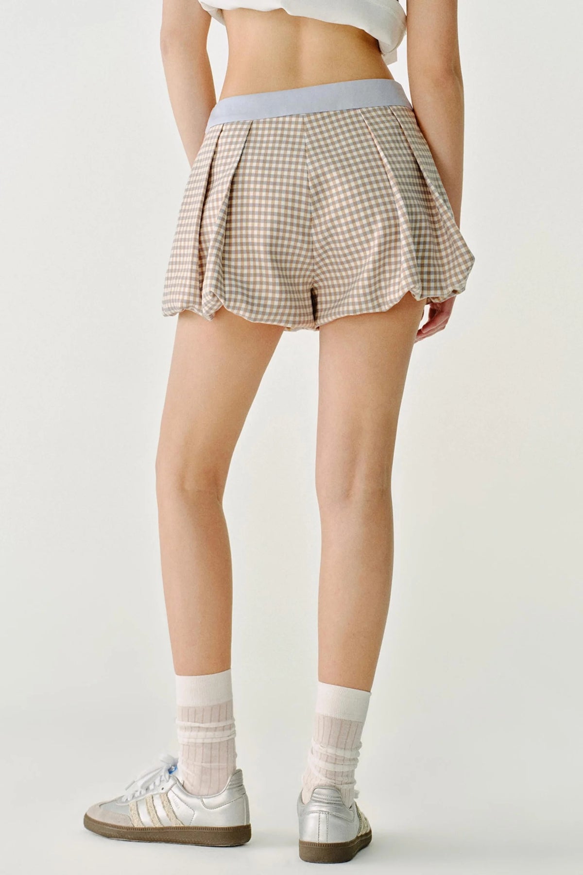 Plaid Versatile Contrasting A-Line Shorts