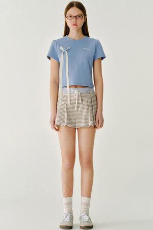 Plaid Versatile Contrasting A-Line Shorts