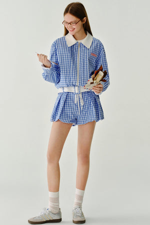 Plaid Versatile Contrasting A-Line Shorts