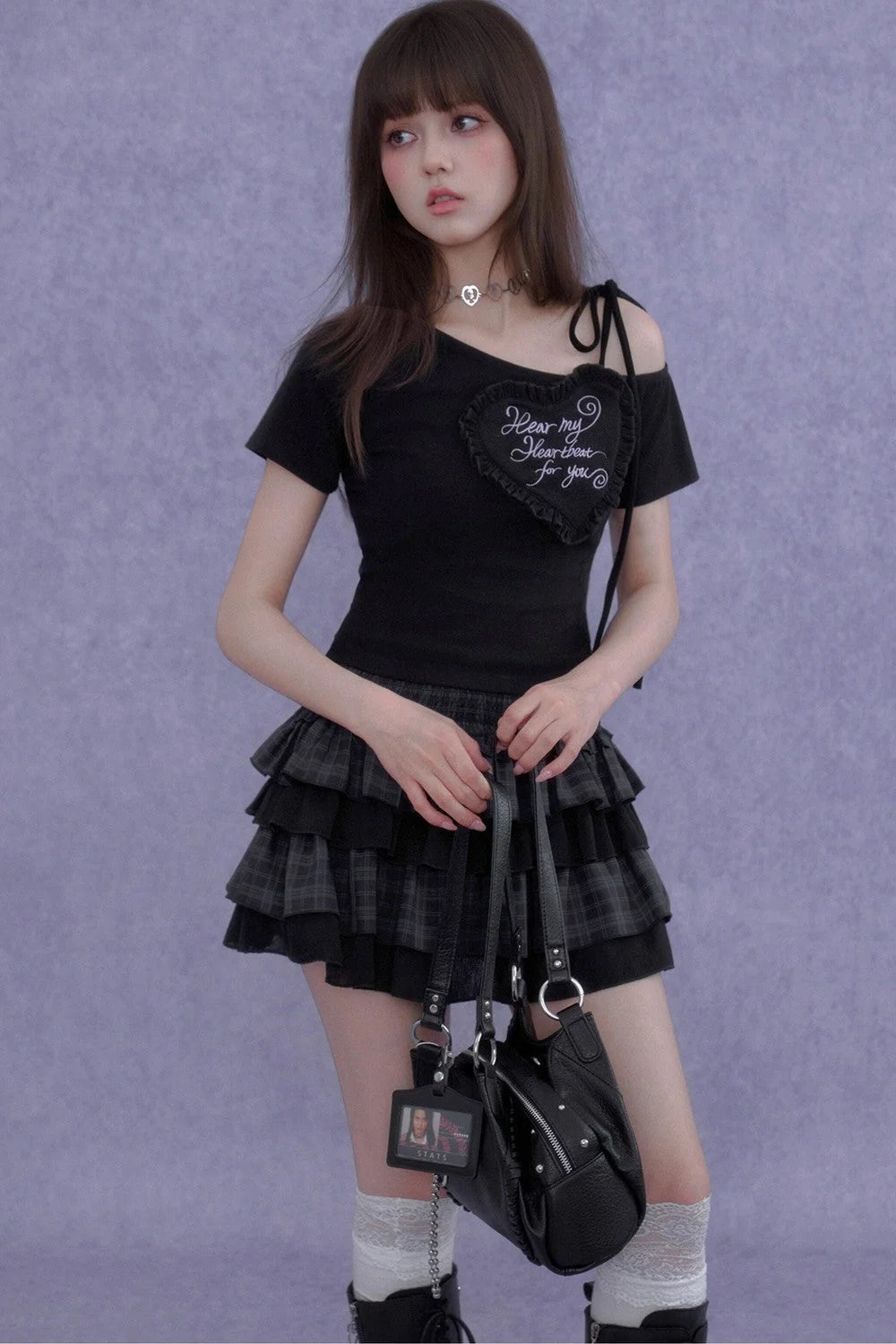 Plaid Waist-Cinching Cake Skirt