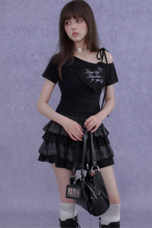 Plaid Waist-Cinching Cake Skirt
