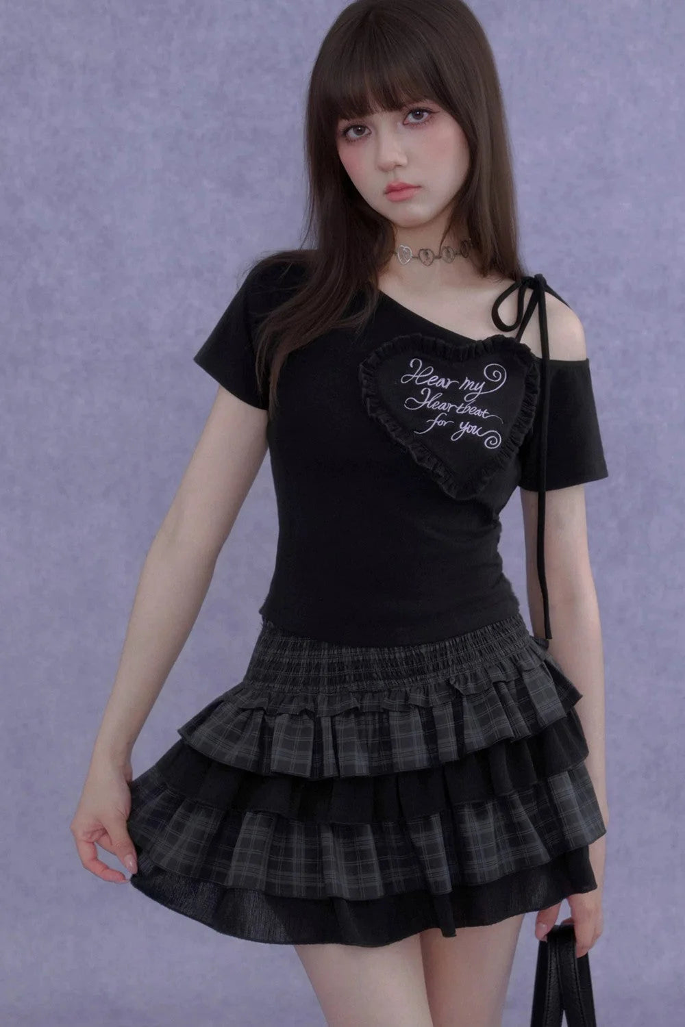 Plaid Waist-Cinching Cake Skirt