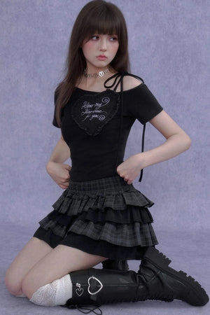 Plaid Waist-Cinching Cake Skirt