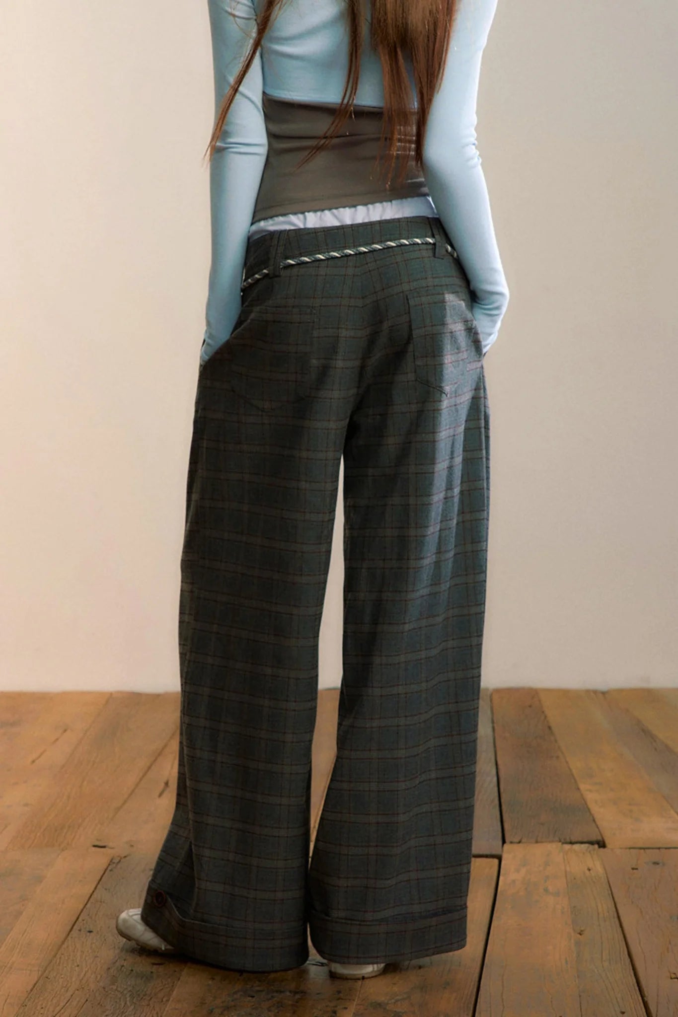 Plaid Wool-Blend Suit Pants