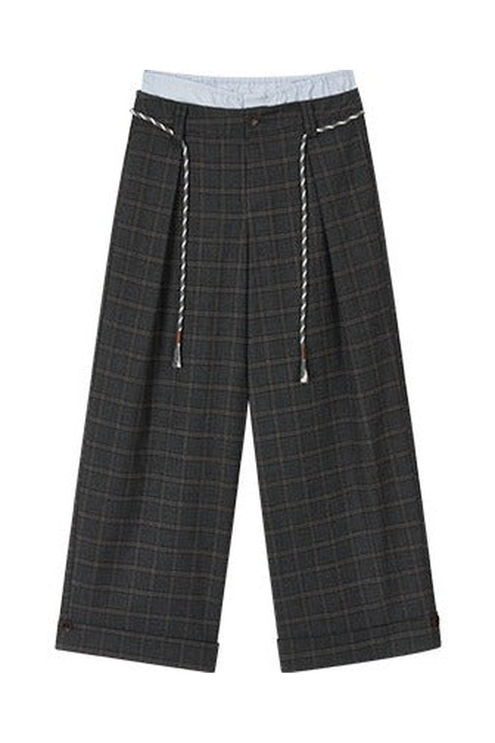 Plaid Wool-Blend Suit Pants