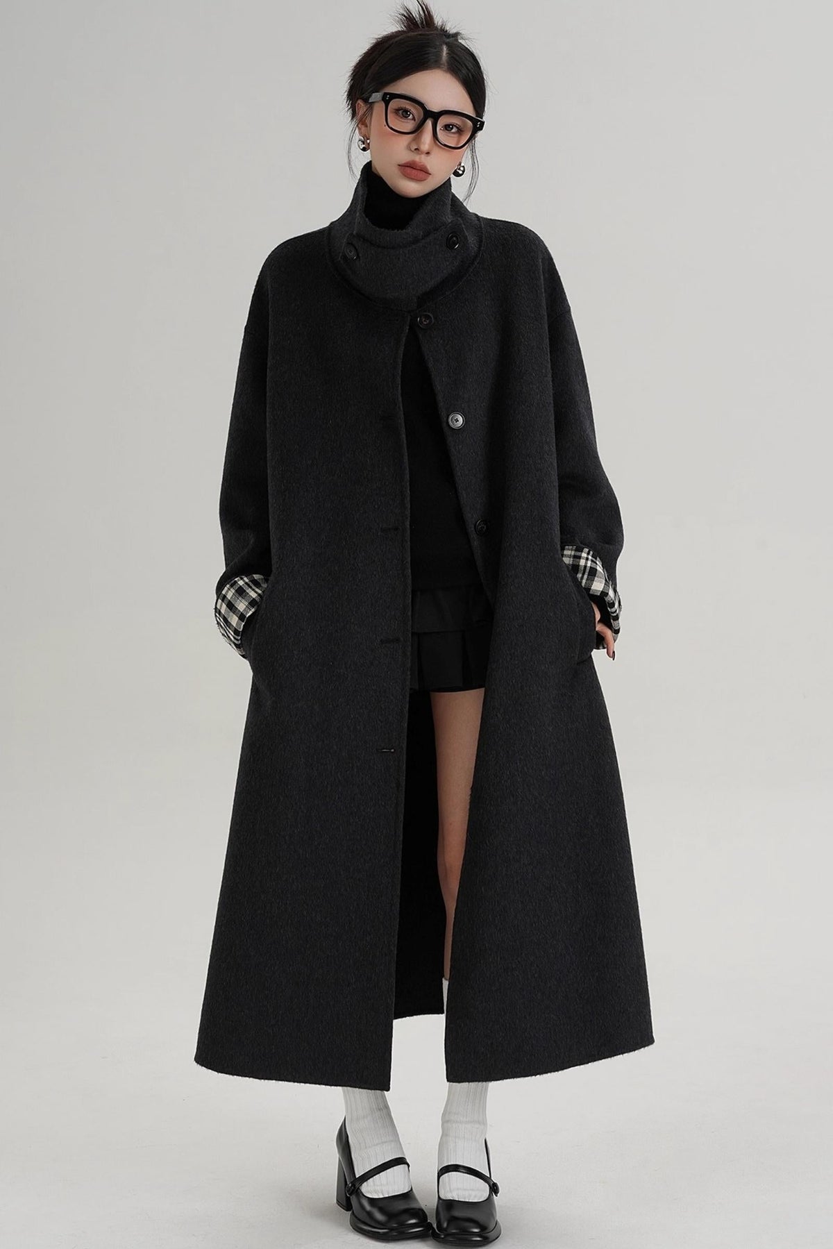 Plaid Wool Coat