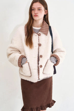 Plaid Wool Patchwork Coat