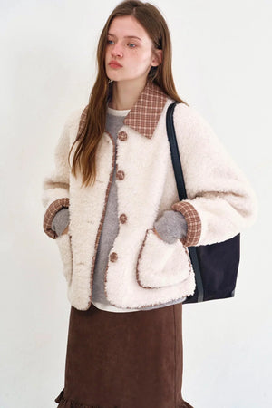 Plaid Wool Patchwork Coat