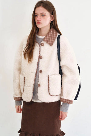 Plaid Wool Patchwork Coat