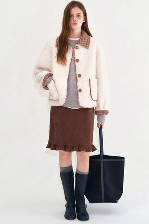 Plaid Wool Patchwork Coat