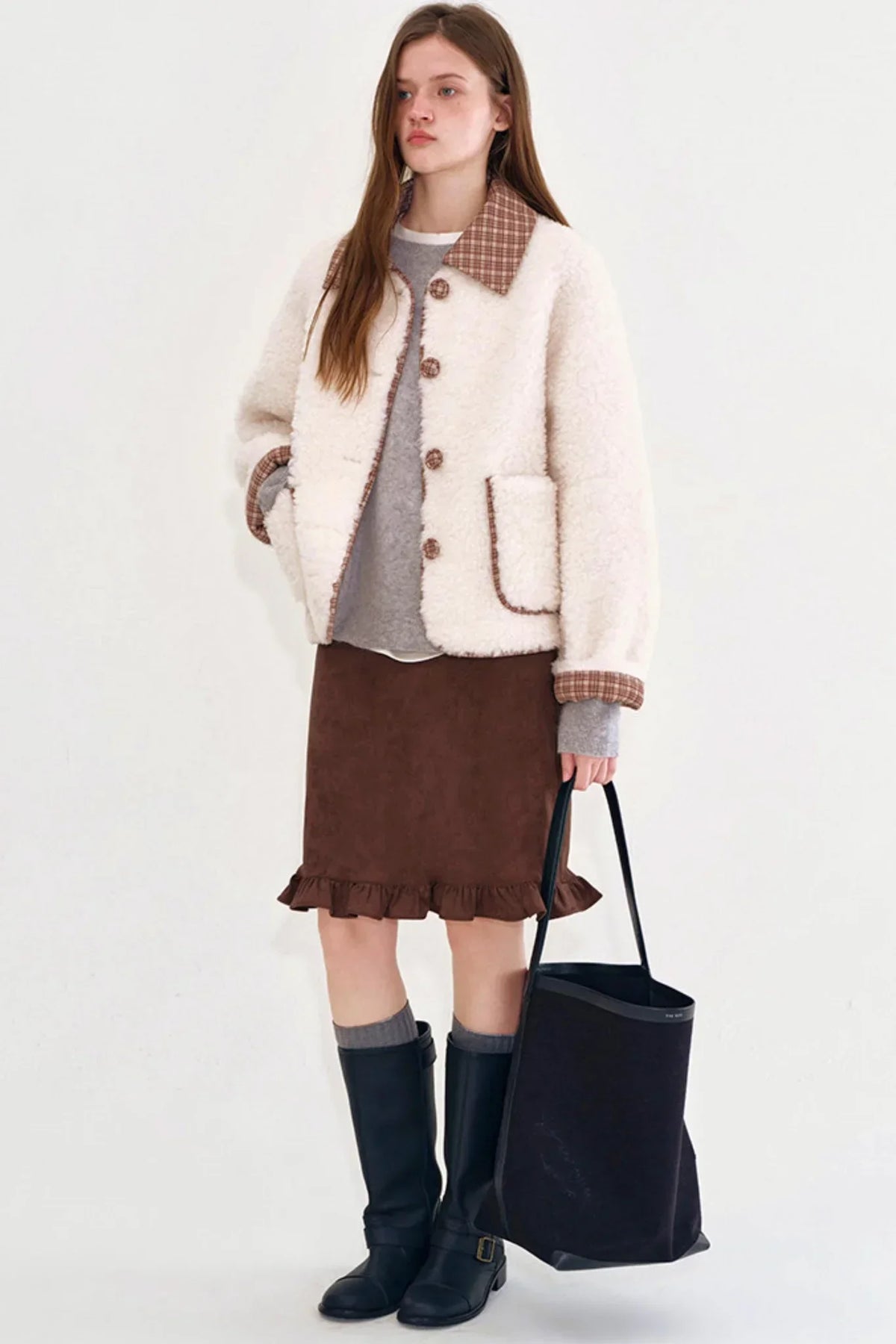 Plaid Wool Patchwork Coat