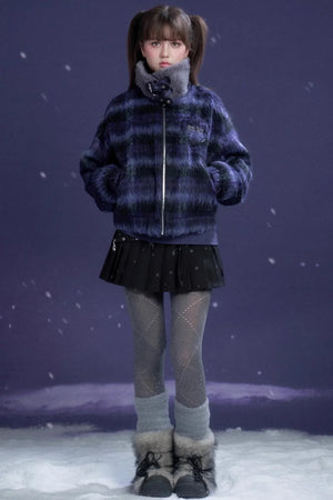Plaid Woolen Winter Coat