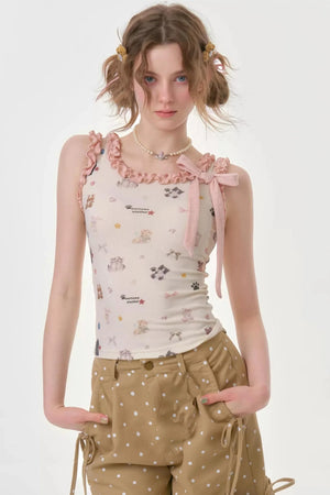 Playful Apricot Ruffled Camisole