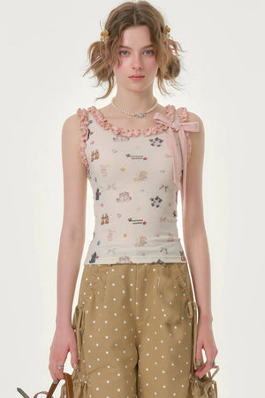 Playful Apricot Ruffled Camisole