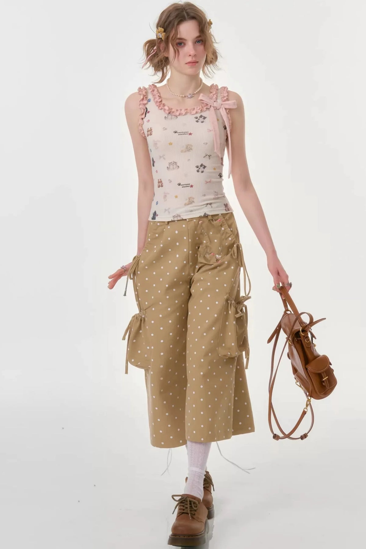 Playful Apricot Ruffled Camisole