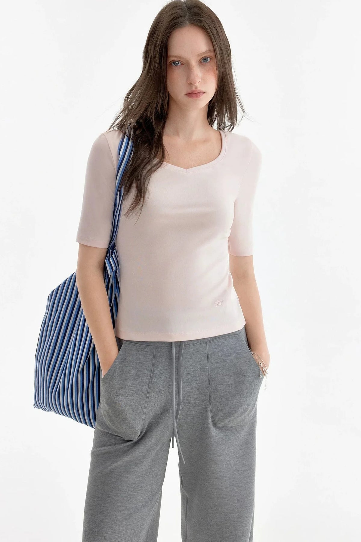 Playful Heart-Neck Printed T-Shirt