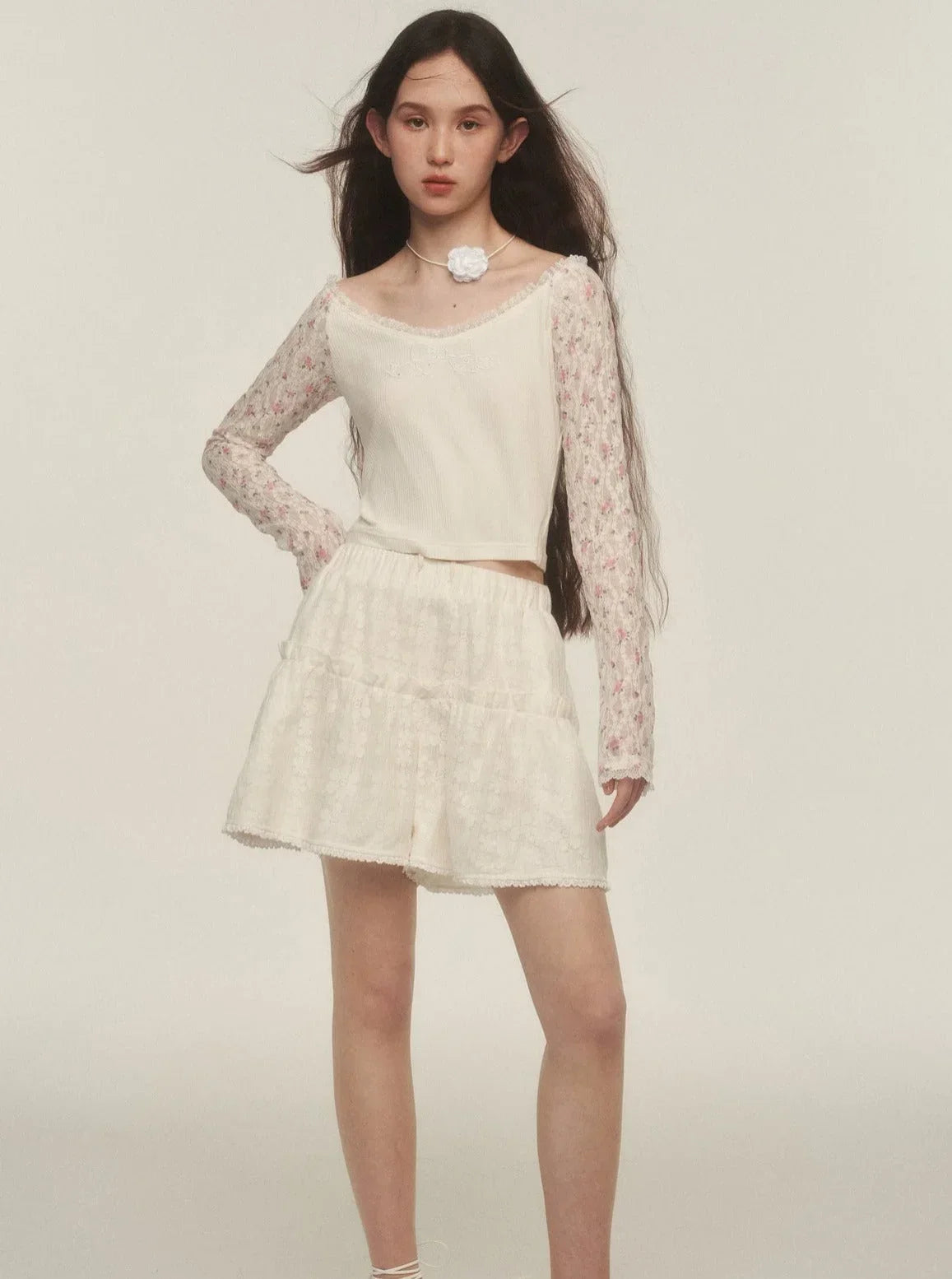 Playful Lace Hakama Shorts