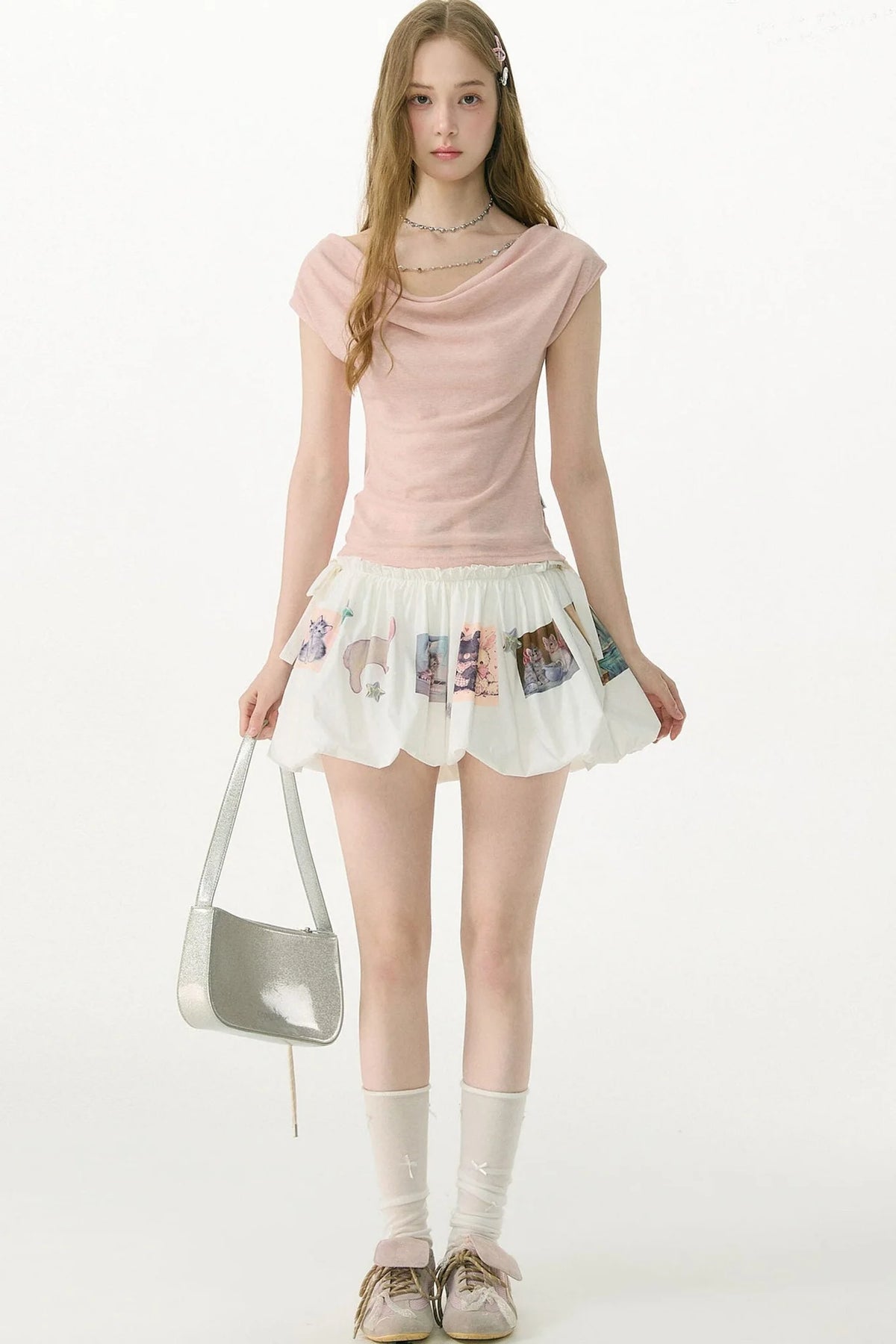 Playful Print High-Waisted Skirt