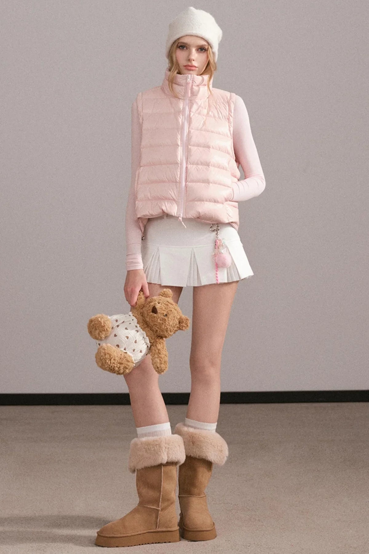 Pleated A-Line White Skirt