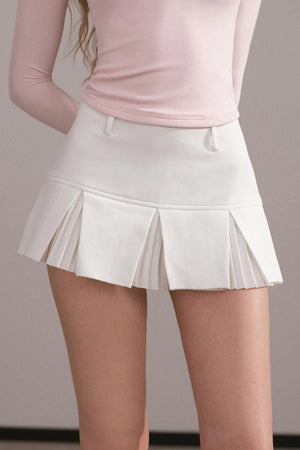 Pleated A-Line White Skirt