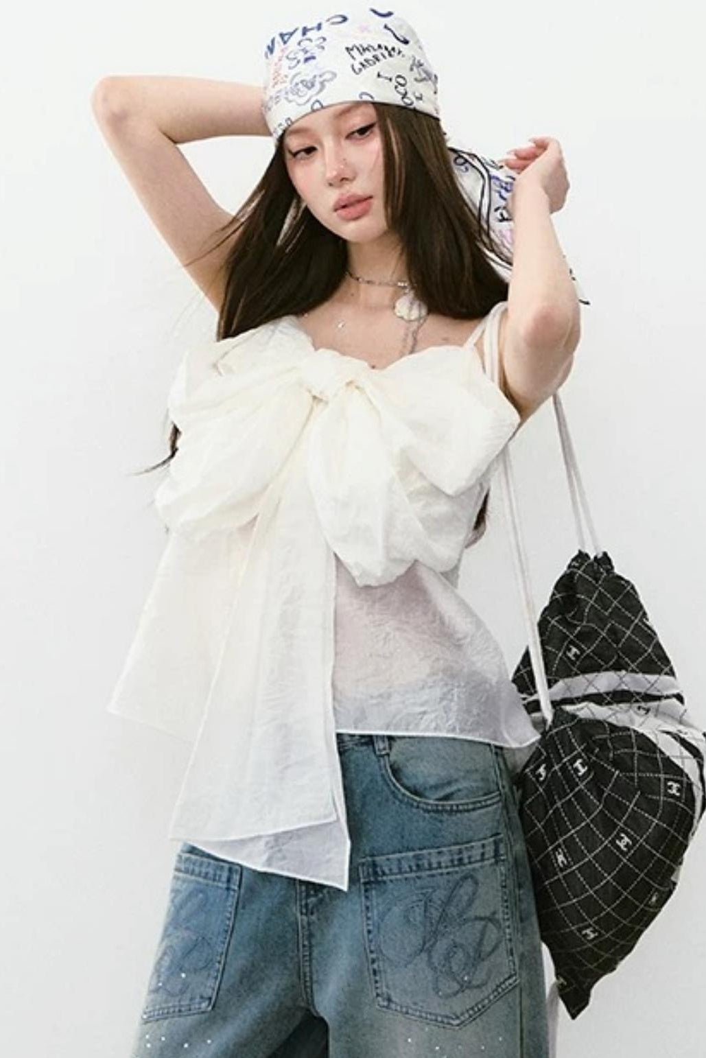 Pleated Bow Camisole Top