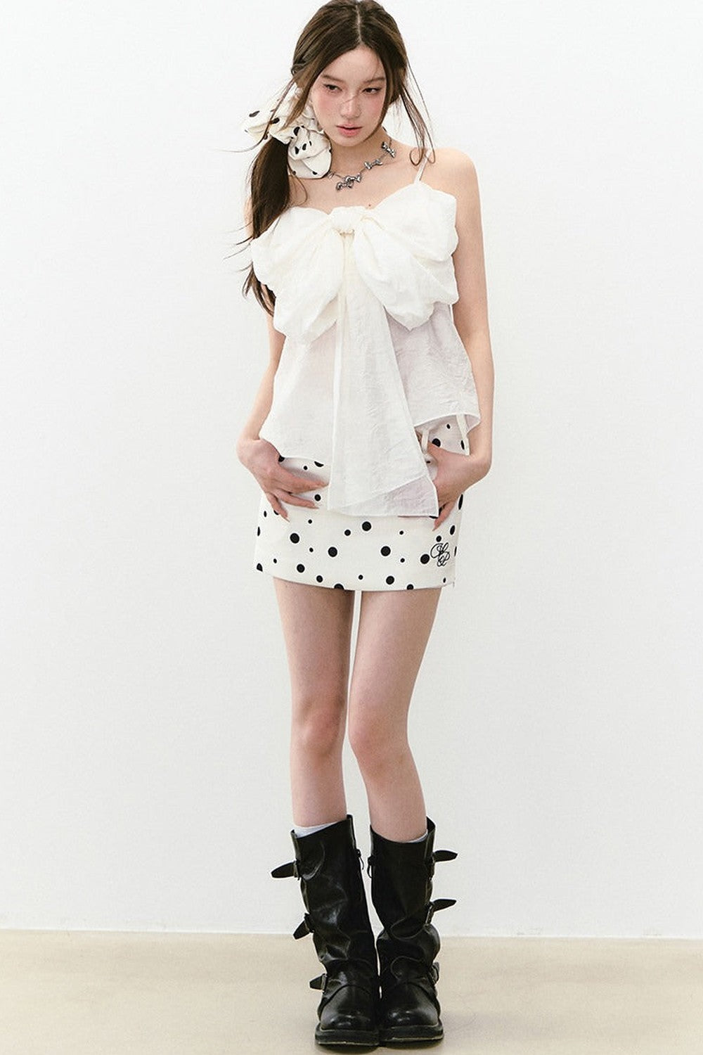Pleated Bow Camisole Top