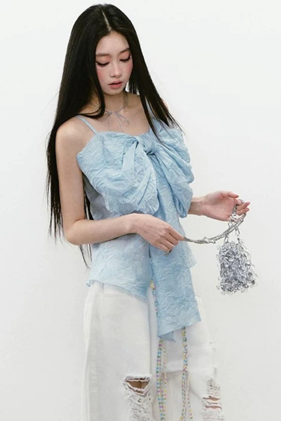 Pleated Bow Camisole Top