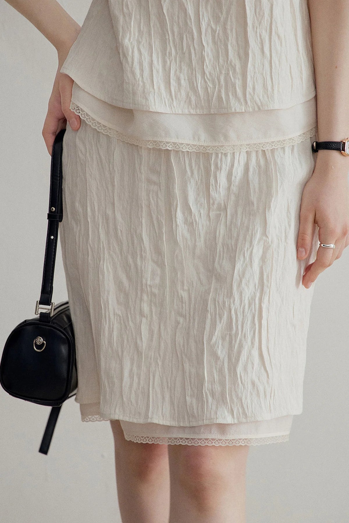 Pleated Bow Linen Vest Set-Up