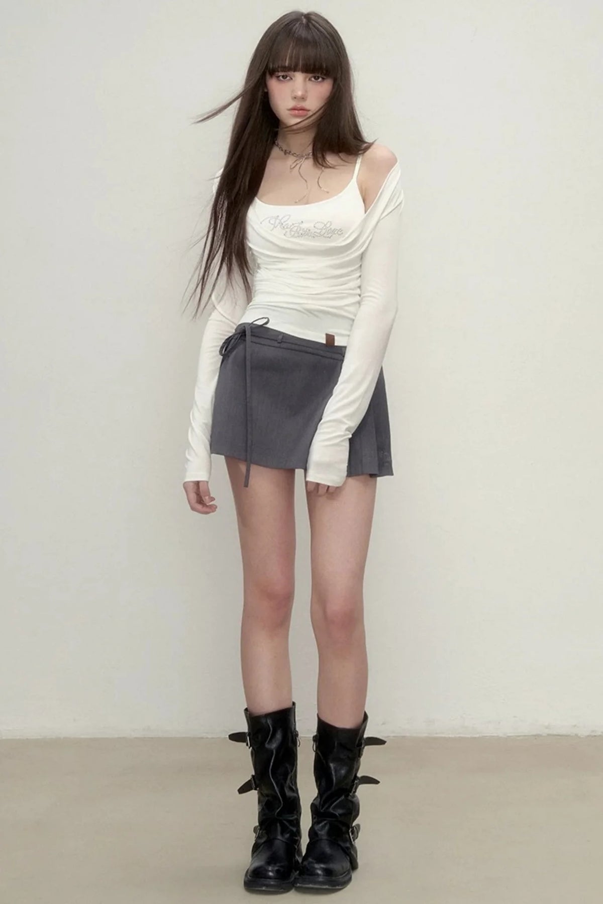 Pleated Bow-Tie Skirt