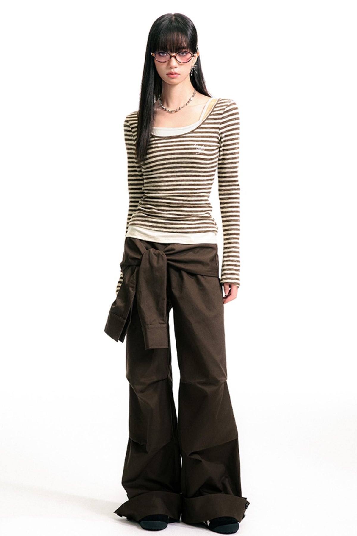 Pleated Brown Pants