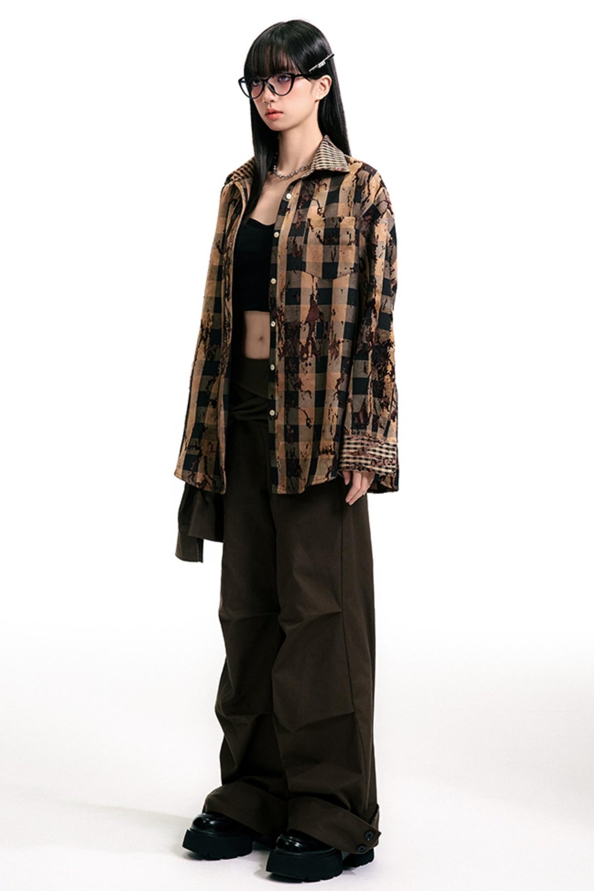 Pleated Brown Pants