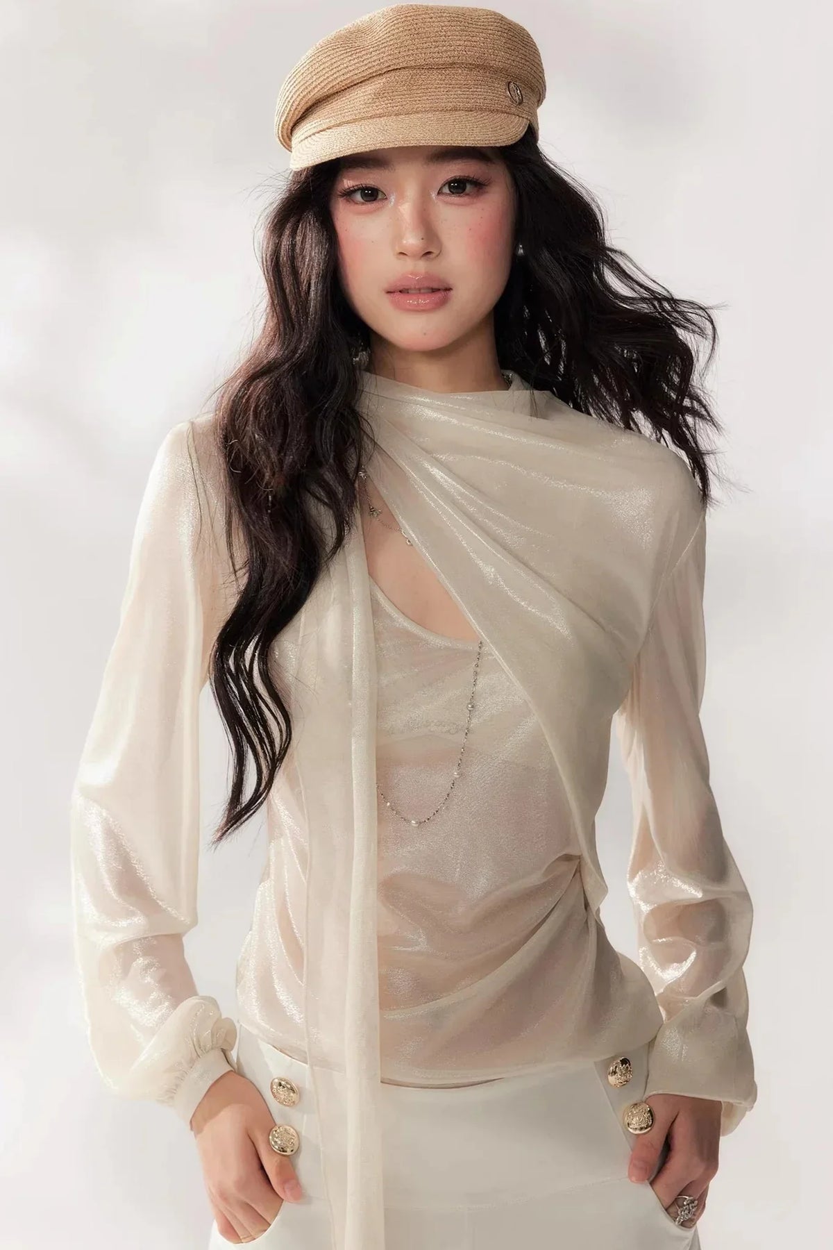 Pleated Chiffon Blouse