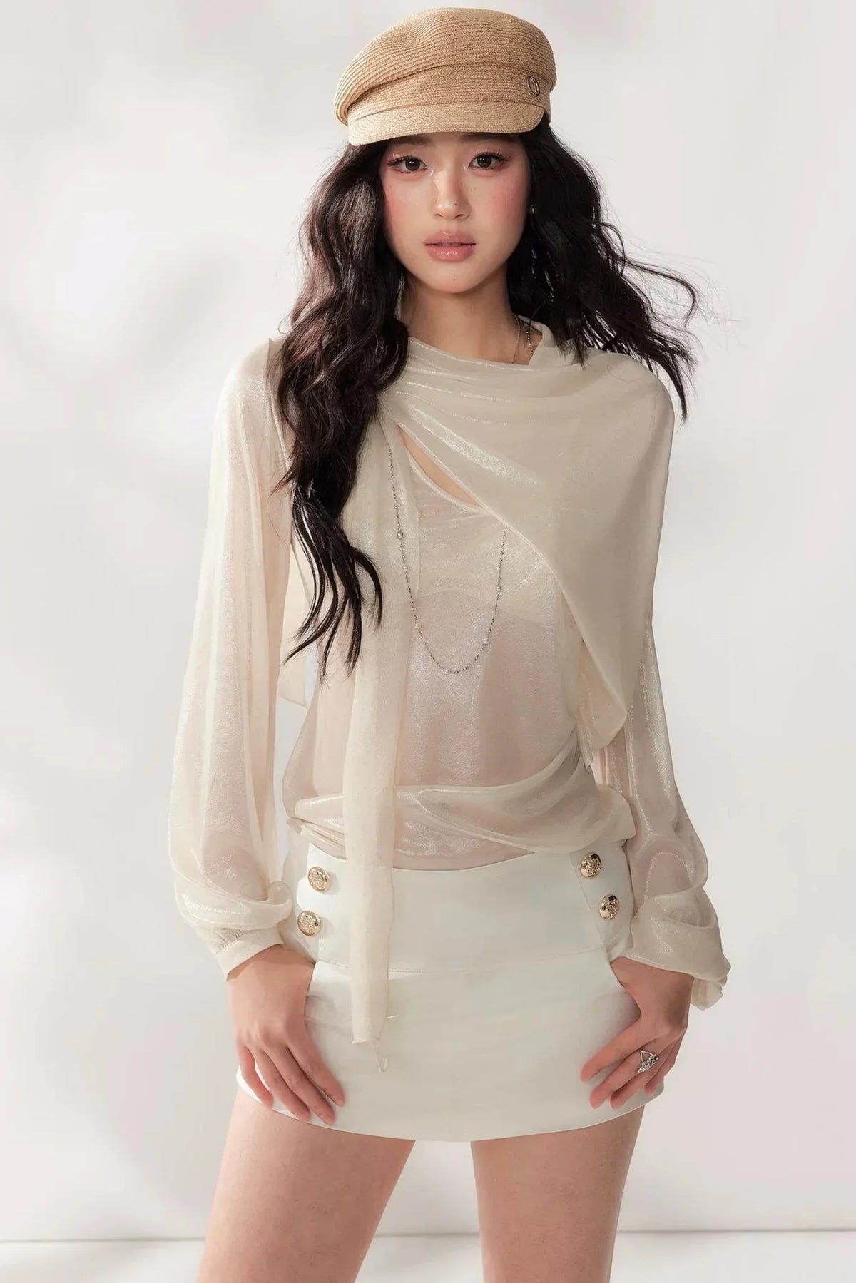 Pleated Chiffon Blouse