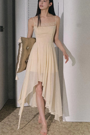 Pleated Chiffon Slip Dress