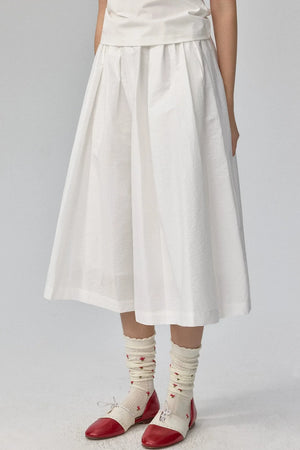 Pleated Cropped Wide-Leg Pants