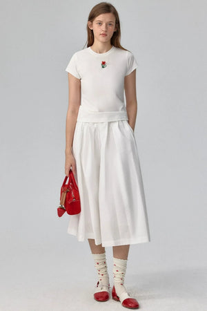 Pleated Cropped Wide-Leg Pants