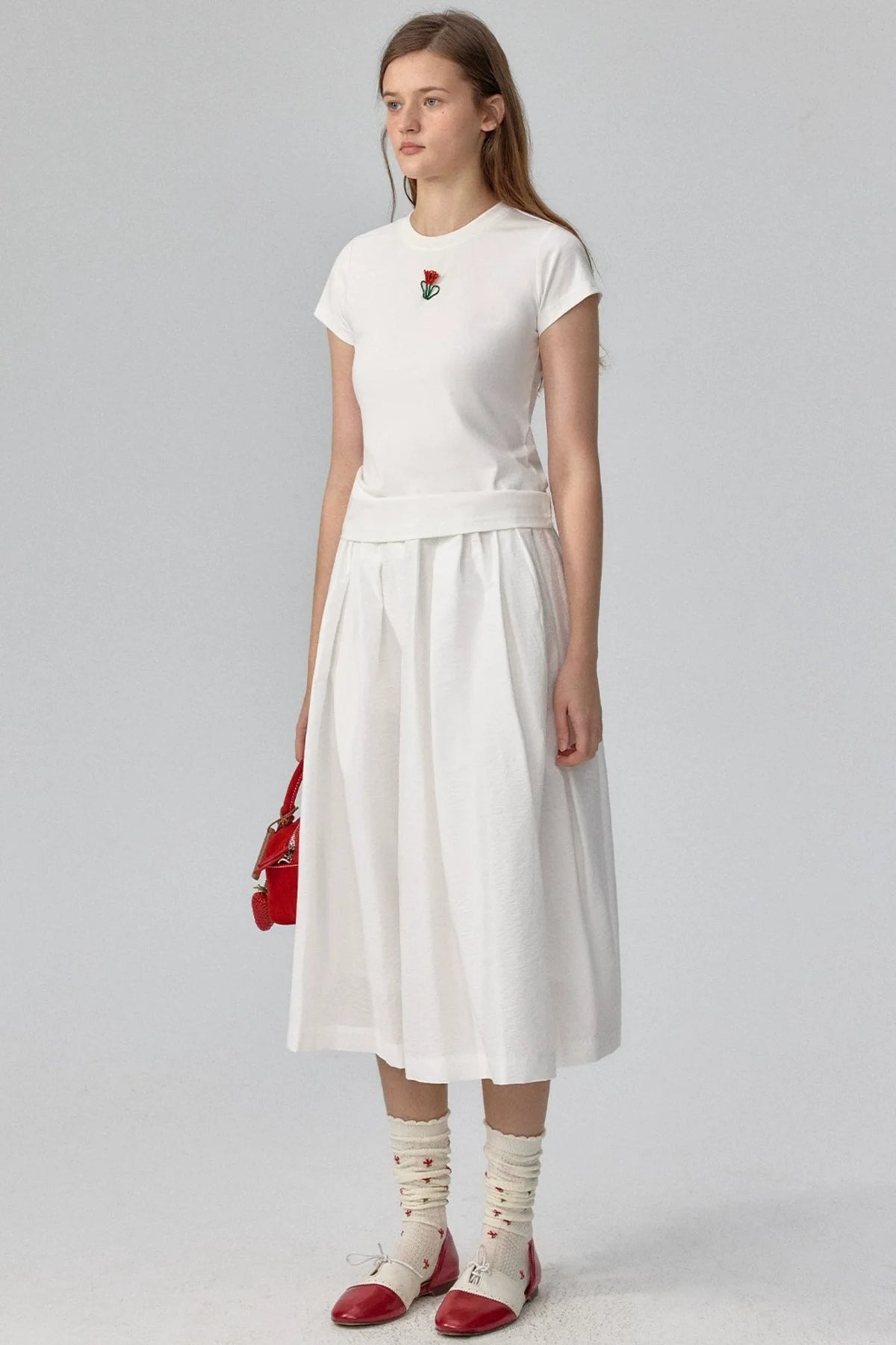 Pleated Cropped Wide-Leg Pants