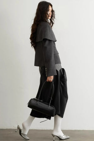 Pleated Faux Leather Wide-Leg Pants