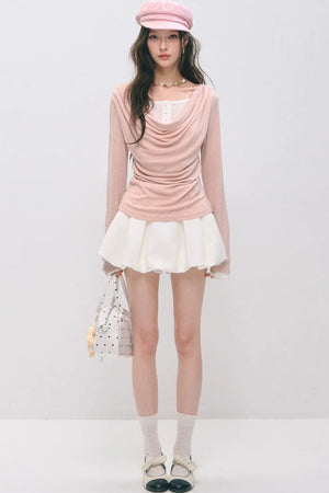Pleated Flower Bud Skirt