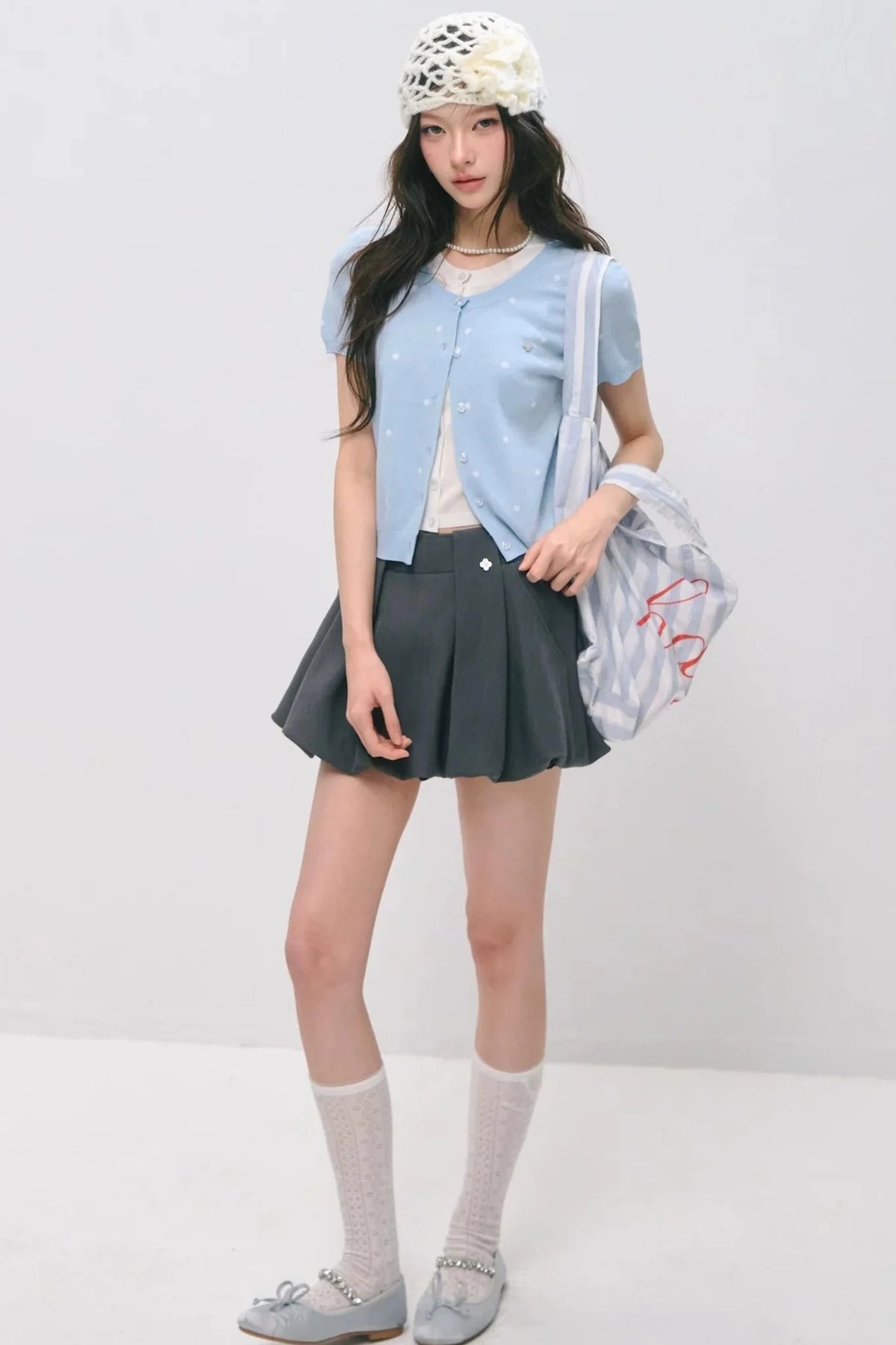 Pleated Flower Bud Skirt