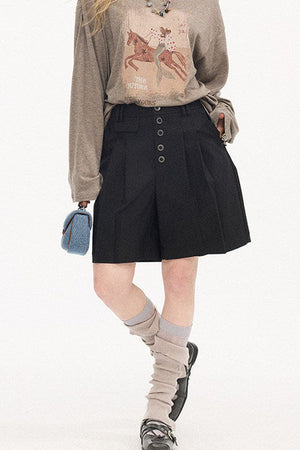 Pleated Gray Shorts