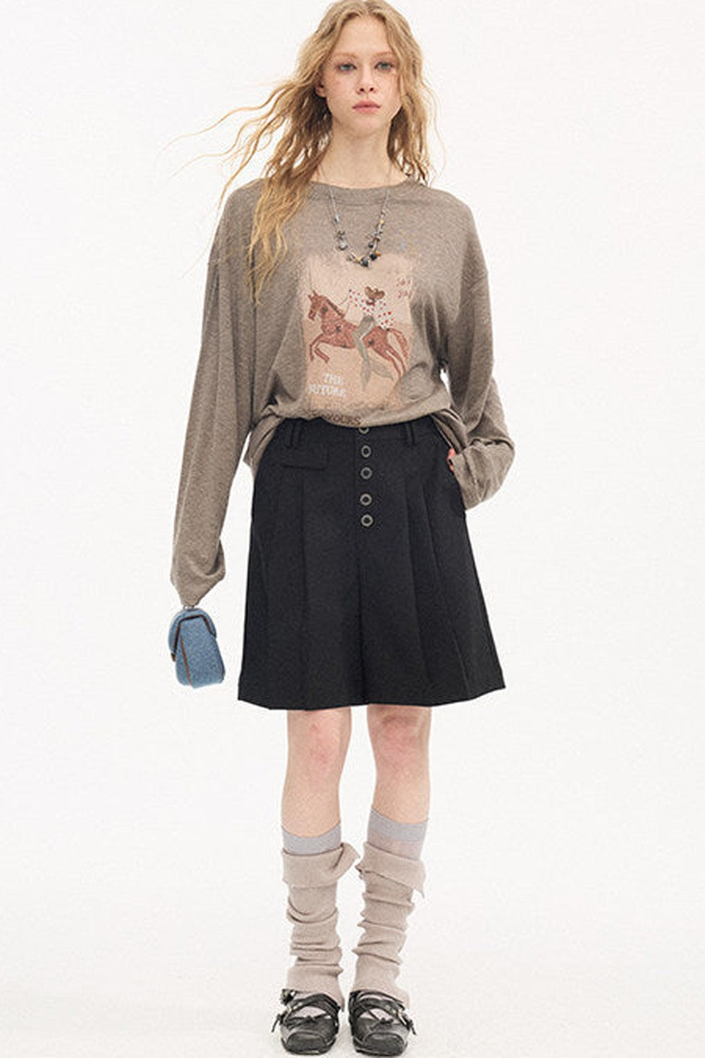 Pleated Gray Shorts
