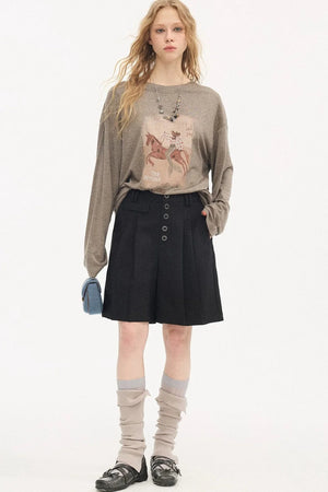 Pleated Gray Shorts