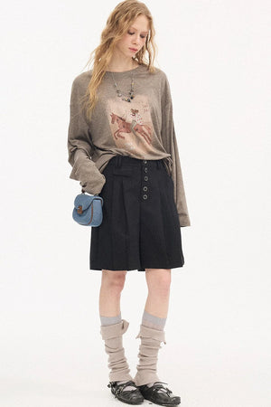 Pleated Gray Shorts