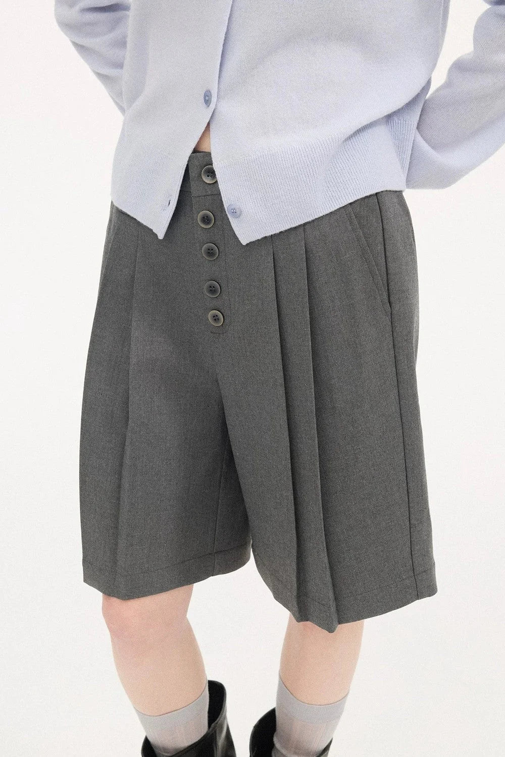 Pleated Gray Shorts